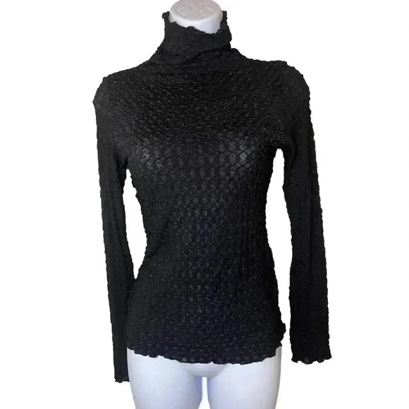 S. Deer High Neck Slim Fit Textured Minimalist Top Dark Coquette Whimsigoth - Picture 9 of 11